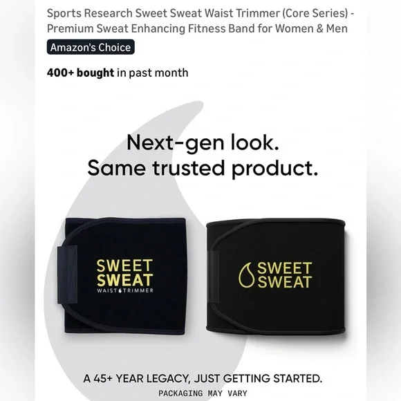 Sweet Sweat Waist Trimmer in Black/Orange Theory Heart Monitor/two tape/body NEW - Picture 12 of 16